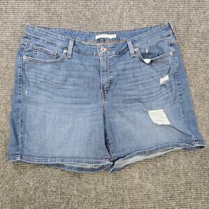 Levi's Mid Length Shorts Womens 18W Blue Denim Distressed